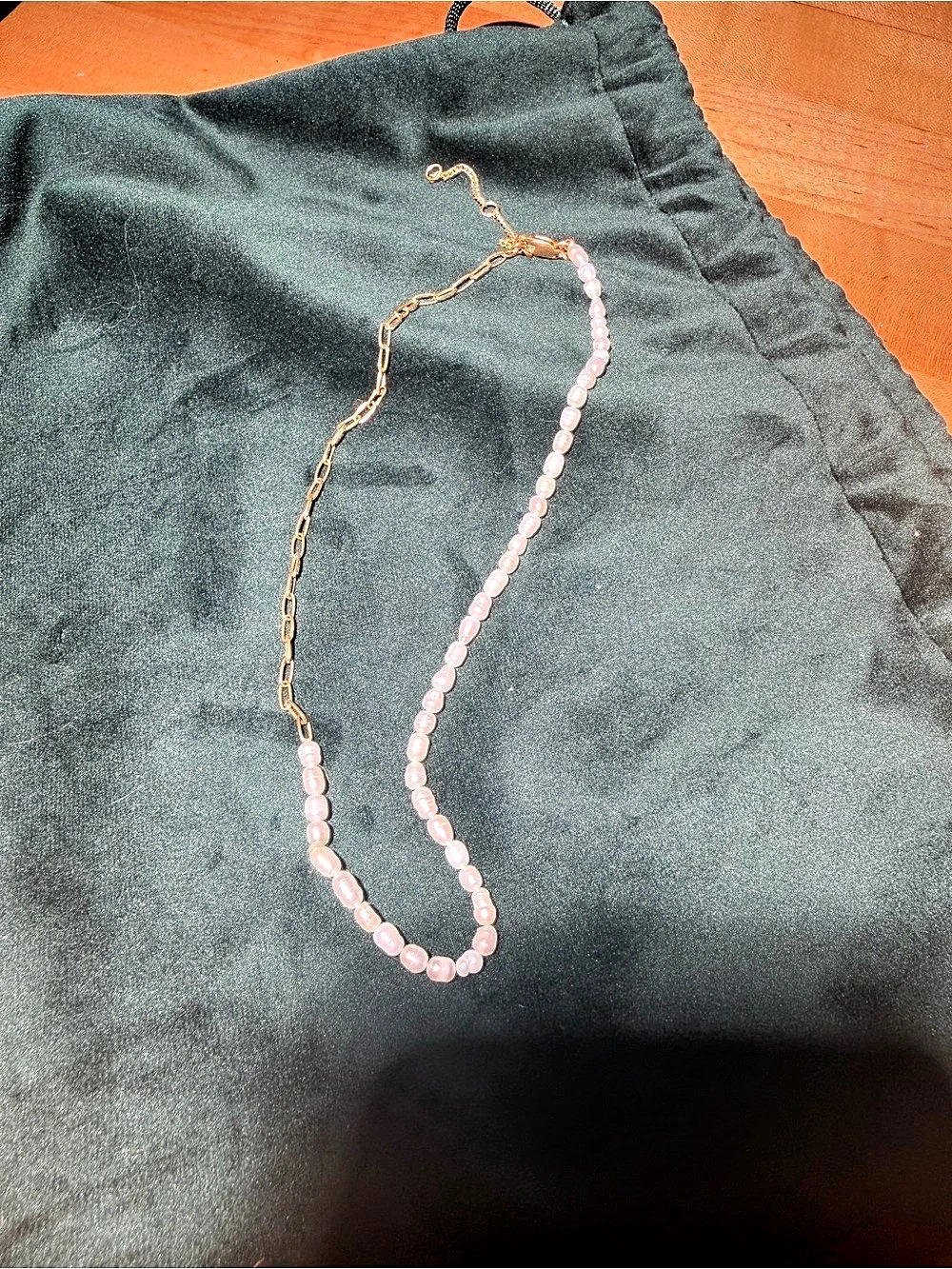 Madewell Freshwater Pearl Chain Necklace and bracelet Pink & Gold Like New